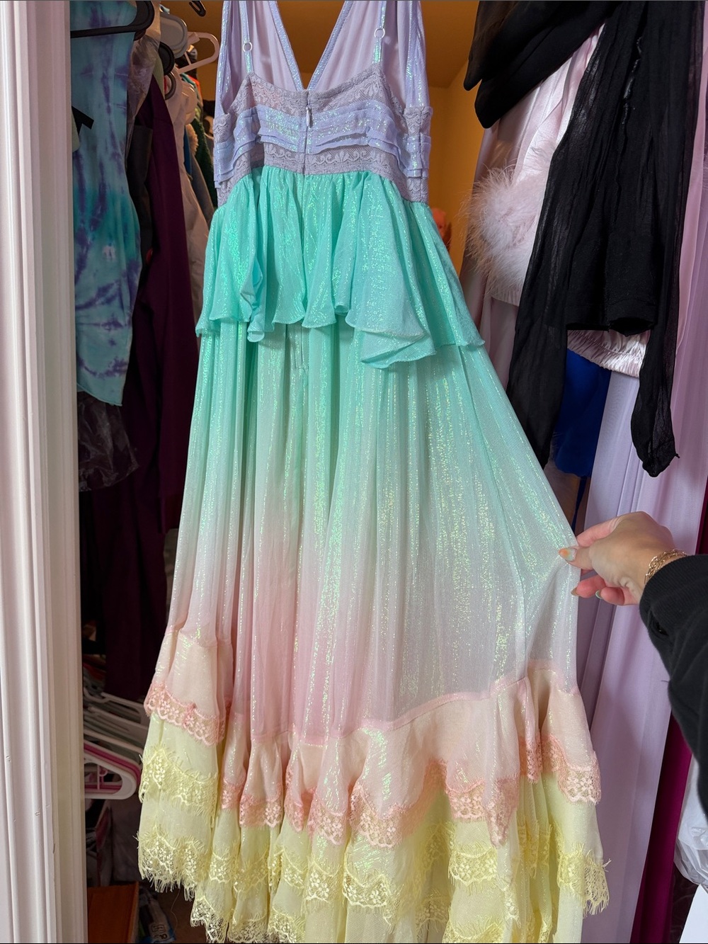Rococo Sand Pastel Ombre Maxi Dress in Lavender, Mint, Pink & Yellow - Picture 2 of 2